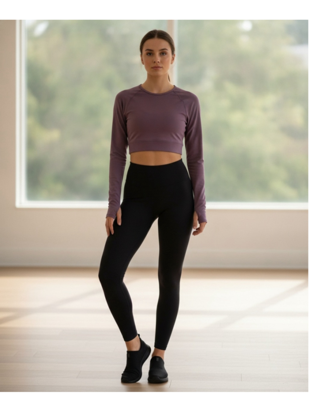 AYBL core Cropped Long-Sleeve Active Top — Mauve Purple